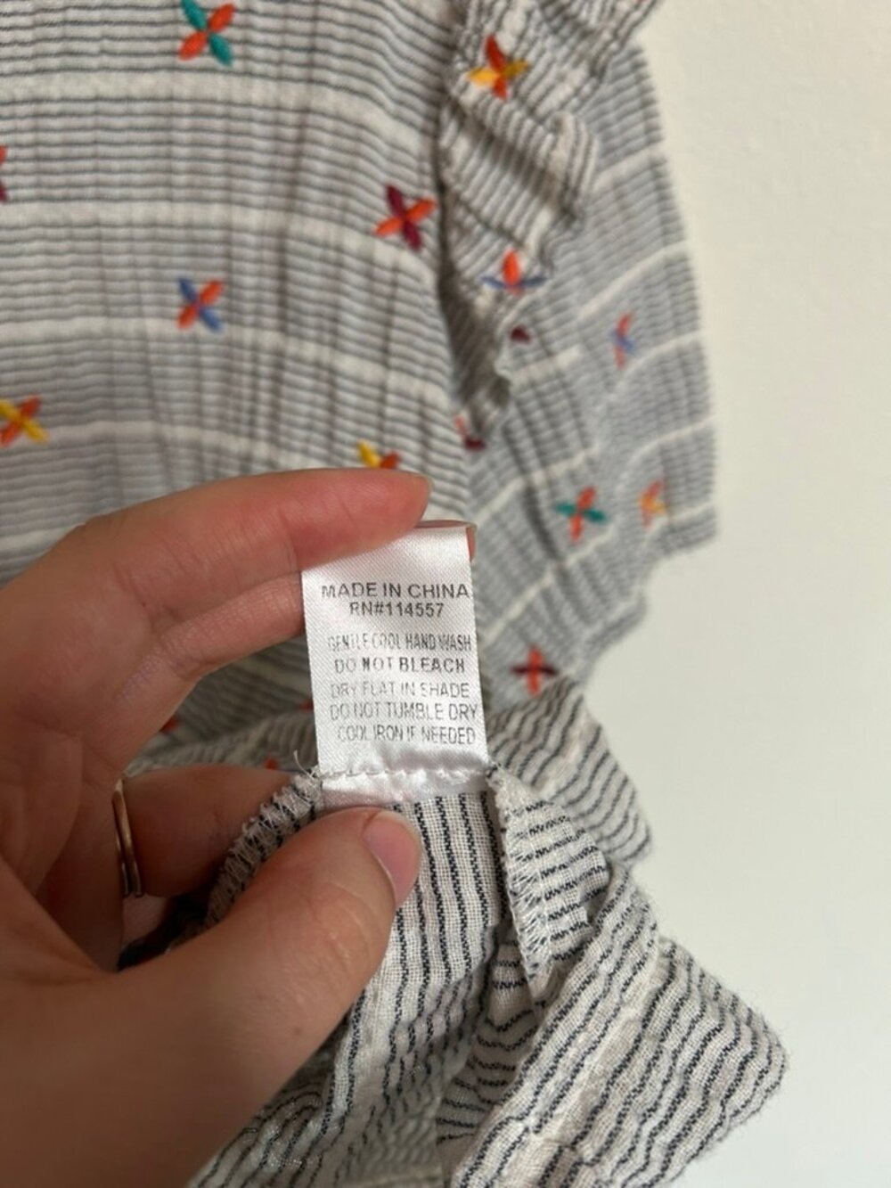 THML Striped Ruffle Blouse Windmill X Whimsy Design Flowy Cotton/Linen EUC Sz M - Picture 5 of 6